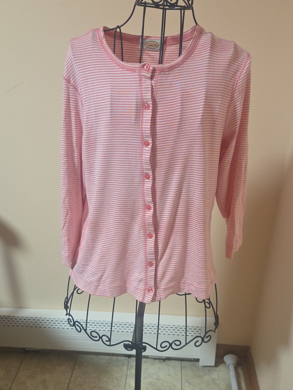 Talbots Pink and White Striped Button-Up Top